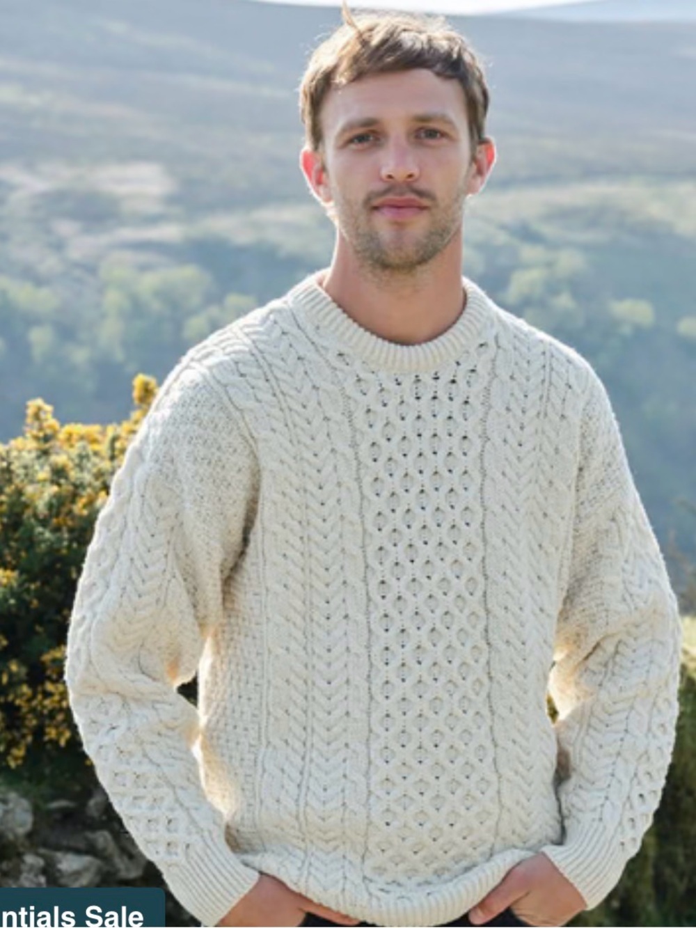 The Irish Store Men's Traditional Crew Neck Aran Sweater